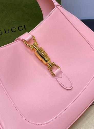 Женская кожаная сумка-хобо Jackie Gucci розовая  качество премиум-люкс 27/19/4 см. фото-6