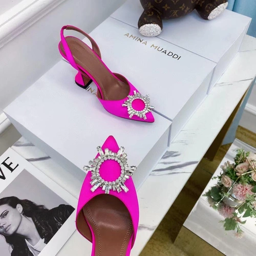 Туфли-босоножки женские Amina Muaddi розовые премиум-люкс коллекция 2021-2022 фото-4