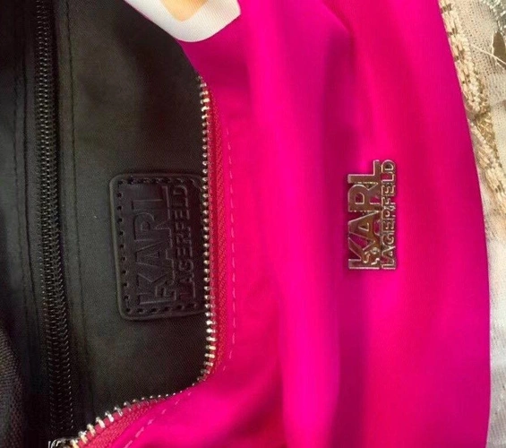 Поясная сумка тканевая Karl Lagerfeld ярко-розовая с принтом  28/17 см фото-2