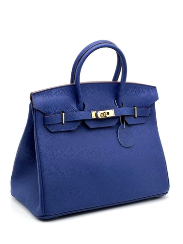 Женская сумка Hermes Birkin 35×26 см A109452 синяя фото-9