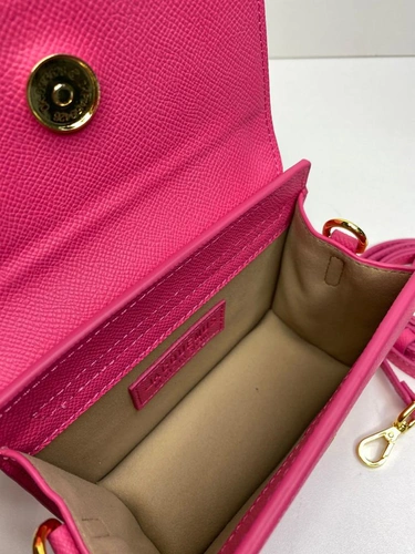 Женская маленькая кожаная сумка Jacquemus ярко-розовая 17/13/7 см фото-2