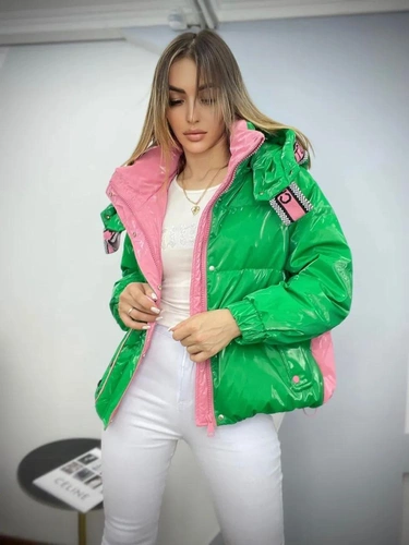 Женская премиум-люкс куртка christian dior зелёная/розовая A5890