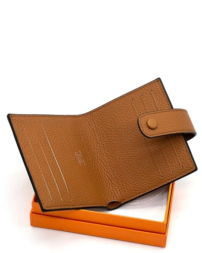 Кожаный бумажник Hermes 10/12 см A103049 коричневый фото-5