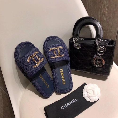 Шлепанцы женские Chanel синие премиум-люкс коллекция 2021-2022 фото-8