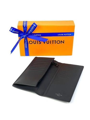 Бумажник Louis Vuitton Brazza из зернистой кожи чёрный качество премиум-люкс 19/10/2 см фото-2