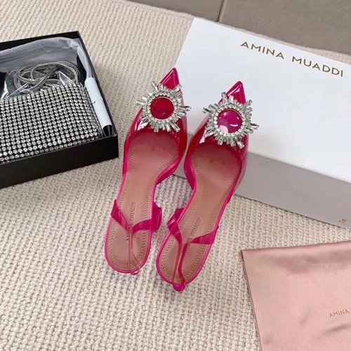 Туфли-босоножки женские силиконовые Amina Muaddi розовые премиум-люкс коллекция 2021-2022 фото-7