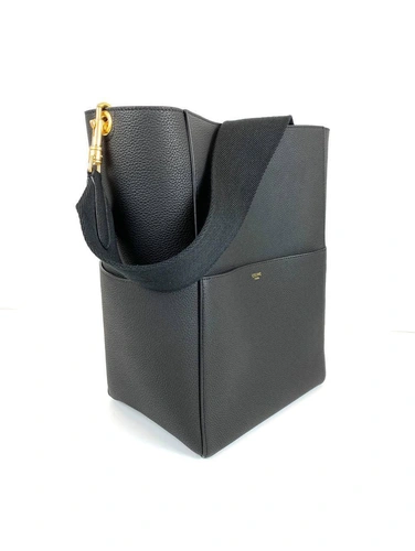 Сумка Celine Sangle Bucket Bag in Soft Grained Calfskin черная 33/23/17 фото-7