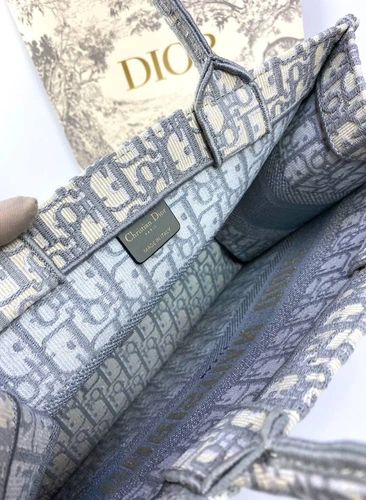 Женская сумка Dior Book Tote большого формата с рисунком-монограммой серого цвета 41,5/35/18 см качество премиум-люкс фото-2