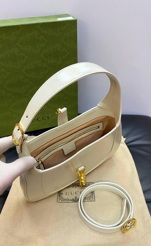 Женская кожаная сумка-хобо Jackie Gucci белая качество премиум-люкс 27/19/4 см. фото-7