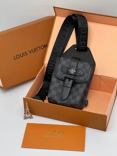 Мужская сумка-кобура Louis Vuitton A104170 из канвы серая 16:14 см фото-2