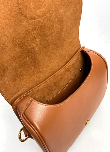 Женская кожаная сумка Dior Bobby средний формат оранжевая премиум-люкс  22/17/6 фото-4