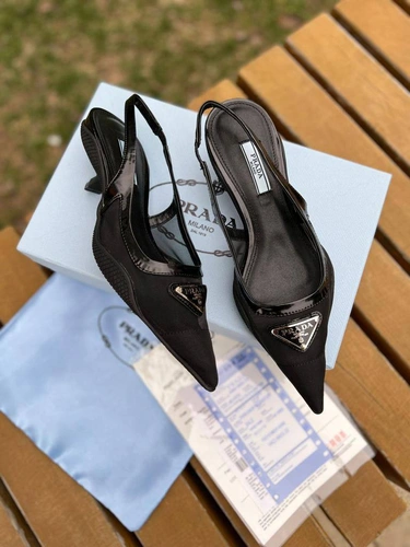 Туфли-лодочки Prada Soft Padded Leather Slingback Mesh Black фото-2