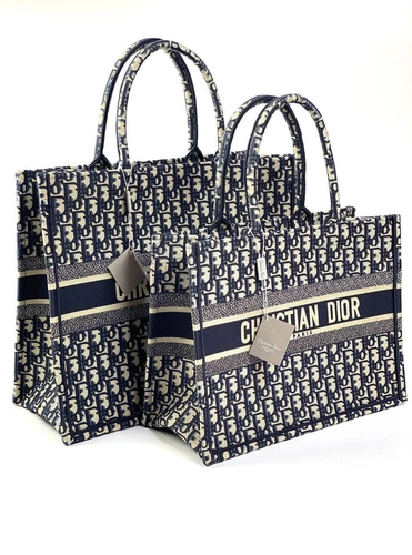 Женская сумка Dior Book Tote среднего формата с рисунком-монограммой синего цвета 36,5/28/17,5 см качество премиум-люкс фото-7