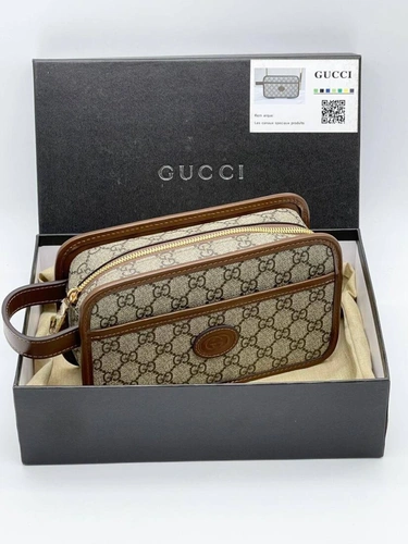 Клатч Gucci A103863 из канвы коричневый фото-4