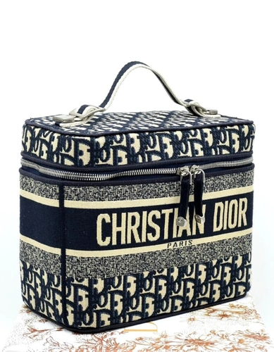 Женская тканевая сумка-косметичка Dior Travel серая 24 см