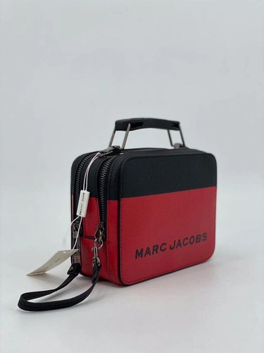 Женская кожаная сумка Mark Jacobs красно-черная фото-2