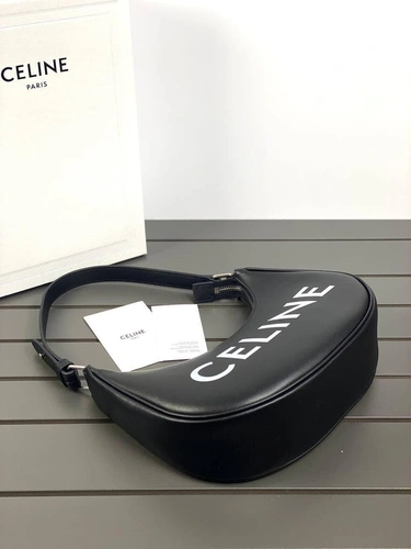 Женская сумка-багет Celine из натуральной кожи качество премиум-люкс черная 23/14/7 см фото-5