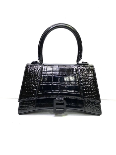 Женская кожаная сумка Balenciaga черная лакированная премиум-люкс