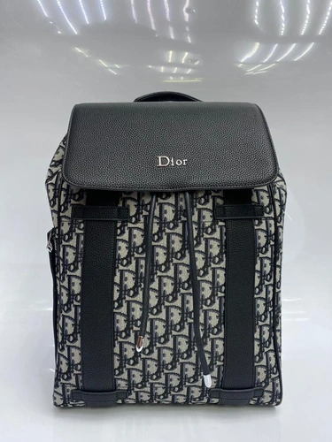 Рюкзак Christian Dior черно-серый с кожаными вставками 42/30 см фото-3