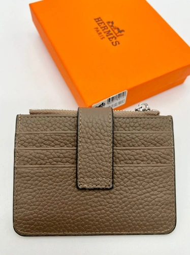 Кожаный бумажник Hermes 10/12 см A103062 серый фото-2