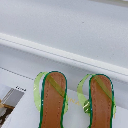 Туфли-босоножки женские силиконовые Amina Muaddi зеленые премиум-люкс коллекция 2021-2022 фото-6