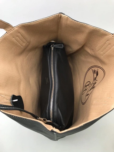 Женская кожаная сумка Hermes черная двусторонняя фото-4