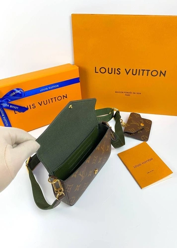 Клатч женский Louis Vuitton из канвы Monogram коричневый с кошельком для монет качество премиум-люкс 17/10/4 см фото-3