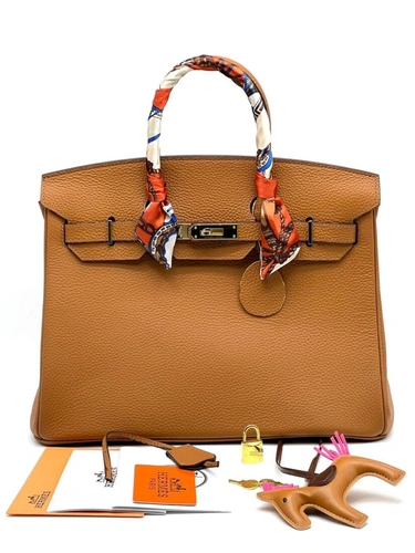 Женская сумка Hermes 35×23 коричневая