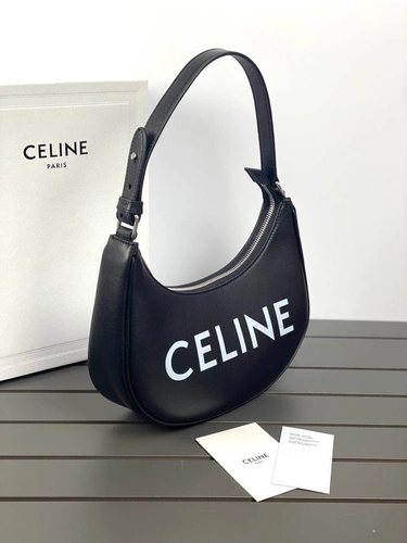 Женская сумка-багет Celine из натуральной кожи качество премиум-люкс черная 23/14/7 см фото-3