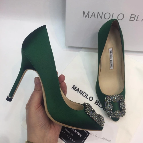 Атласные женские туфли Manolo Blahnik Hangisi черные премиум-люкс коллекция 2021 фото-3