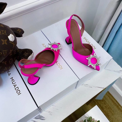 Туфли-босоножки женские Amina Muaddi розовые премиум-люкс коллекция 2021-2022 фото-3