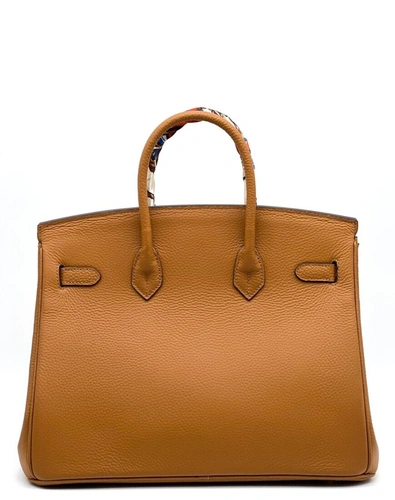 Женская сумка Hermes 35×23 коричневая фото-3