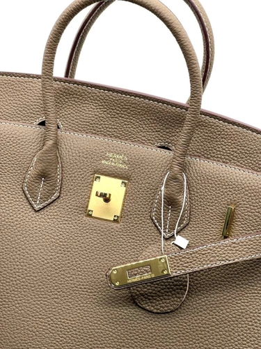 Женская сумка Hermes Birkin 35×26 см A109375 бежевая фото-6