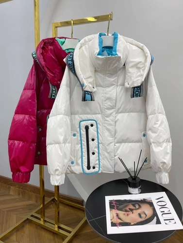 Женская премиум-люкс куртка christian dior бирюзовая/малиновая A5893 фото-3