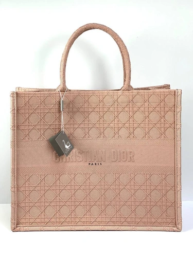 Женская сумка Dior Book Tote большого формата бежевого цвета 41,5/35/18 см качество премиум-люкс