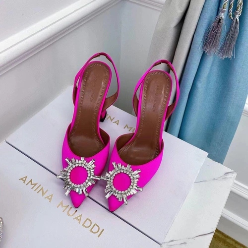 Туфли-босоножки женские Amina Muaddi розовые премиум-люкс коллекция 2021-2022 фото-2