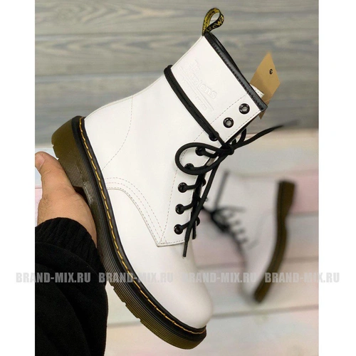 Мартинсы ботинки Dr Martens 1460 Glany белые фото-4