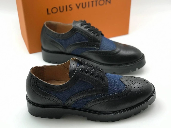 Мужские туфли-броги кожаные Louis Vuitton черные коллекция 2021-2022
