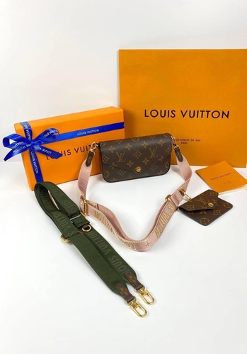 Клатч женский Louis Vuitton из канвы Monogram коричневый с кошельком для монет качество премиум-люкс 17/10/4 см