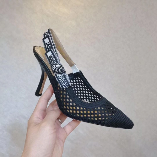 Туфли-босоножки женские Christian Dior чёрные на высоком каблуке коллекция лето 2021 фото-4
