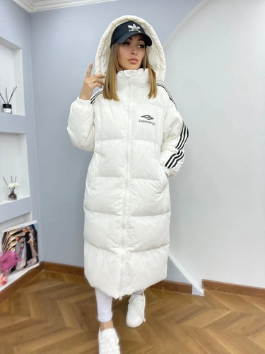 Женское премиум-люкс пальто белое A6264 фото-2