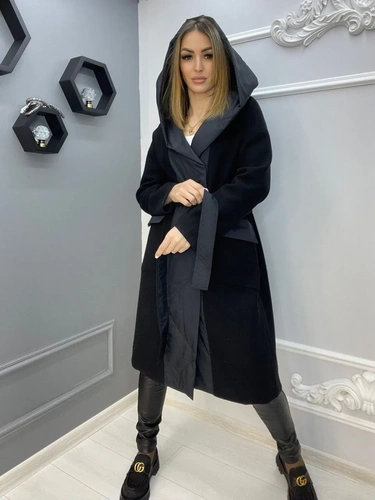 Женское премиум-люкс пальто billissimo piumino чёрное A6174 фото-2