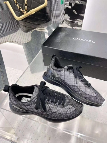 Кроссовки женские тканевые Chanel серые коллекция 2021-2022 фото-7