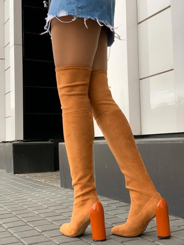 Ботфорты женские Hermes оранжевые фото-2