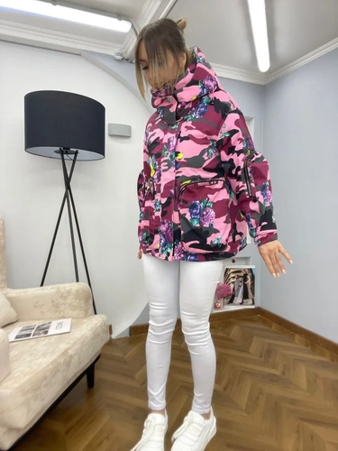 Женская премиум-люкс куртка bottega veneta разноцветная/розовая A6128 фото-2