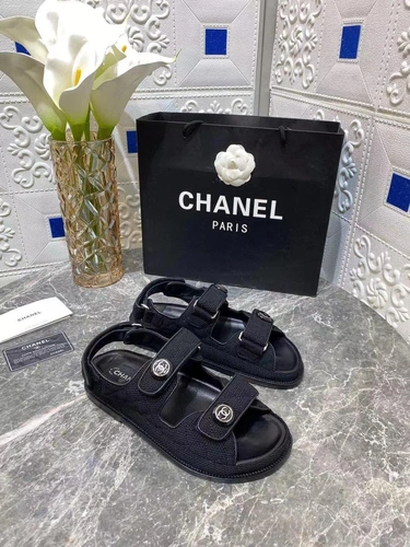 Сандалии женские Chanel черные премиум-люкс коллекция 2021-2022