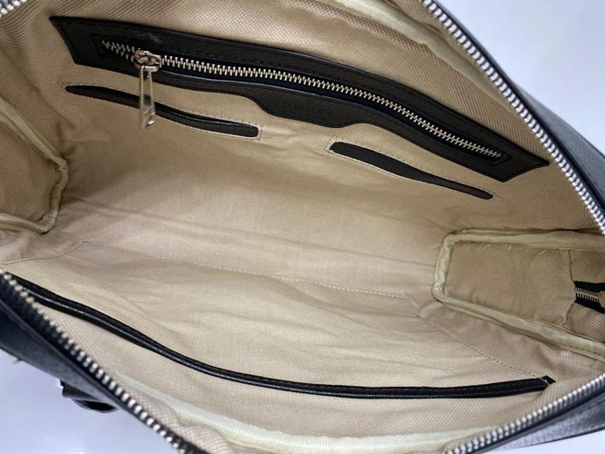 Мужская сумка для документов Gucci из канвы темно-серая с рисунком 38/29/7 см фото-3