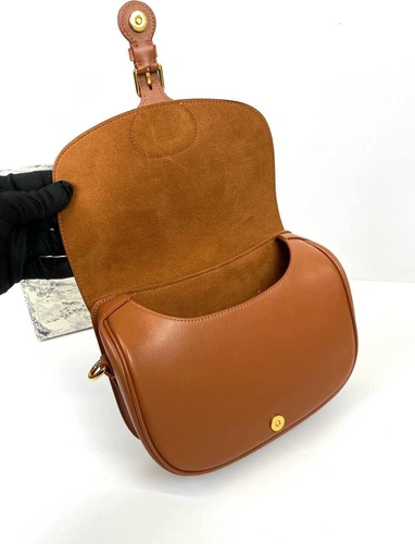 Женская кожаная сумка Dior Bobby средний формат оранжевая премиум-люкс  22/17/6 фото-2