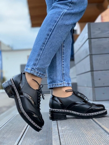 Туфли Chanel черные лакированные коллекция 2021-2022 фото-2