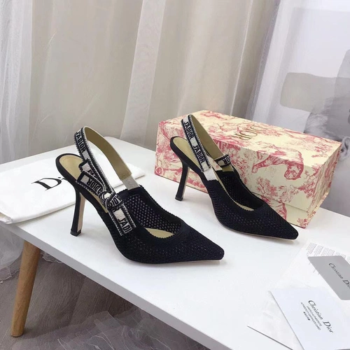 Туфли-босоножки женские Christian Dior черные на высоком каблуке коллекция лето 2021 фото-7